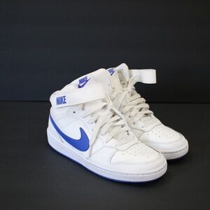 Nike Kids High-Top White and Blue Sneakers sz 5.5y